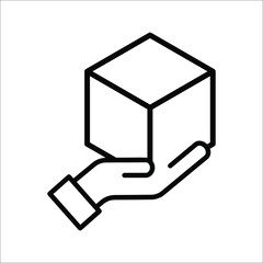 Hand and box icon Vector graphic illustration. Suitable for website design, logo, mobile app, Infographic, and more. color editable