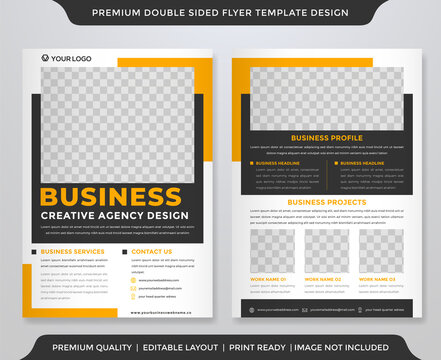 business two sided flyer template design with a4 concept and minimalist layout use for business poster commercial ad