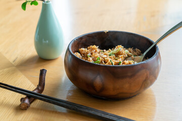 Delicious mushroom and pine nut rice