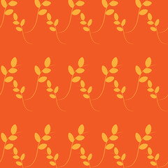 Vector pattern yellow leaves on orange background 