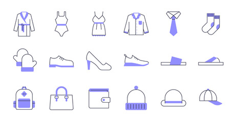 Colored Line Clothing Icons