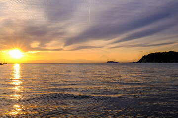 Obraz premium 神奈川県逗子海岸の夕焼け