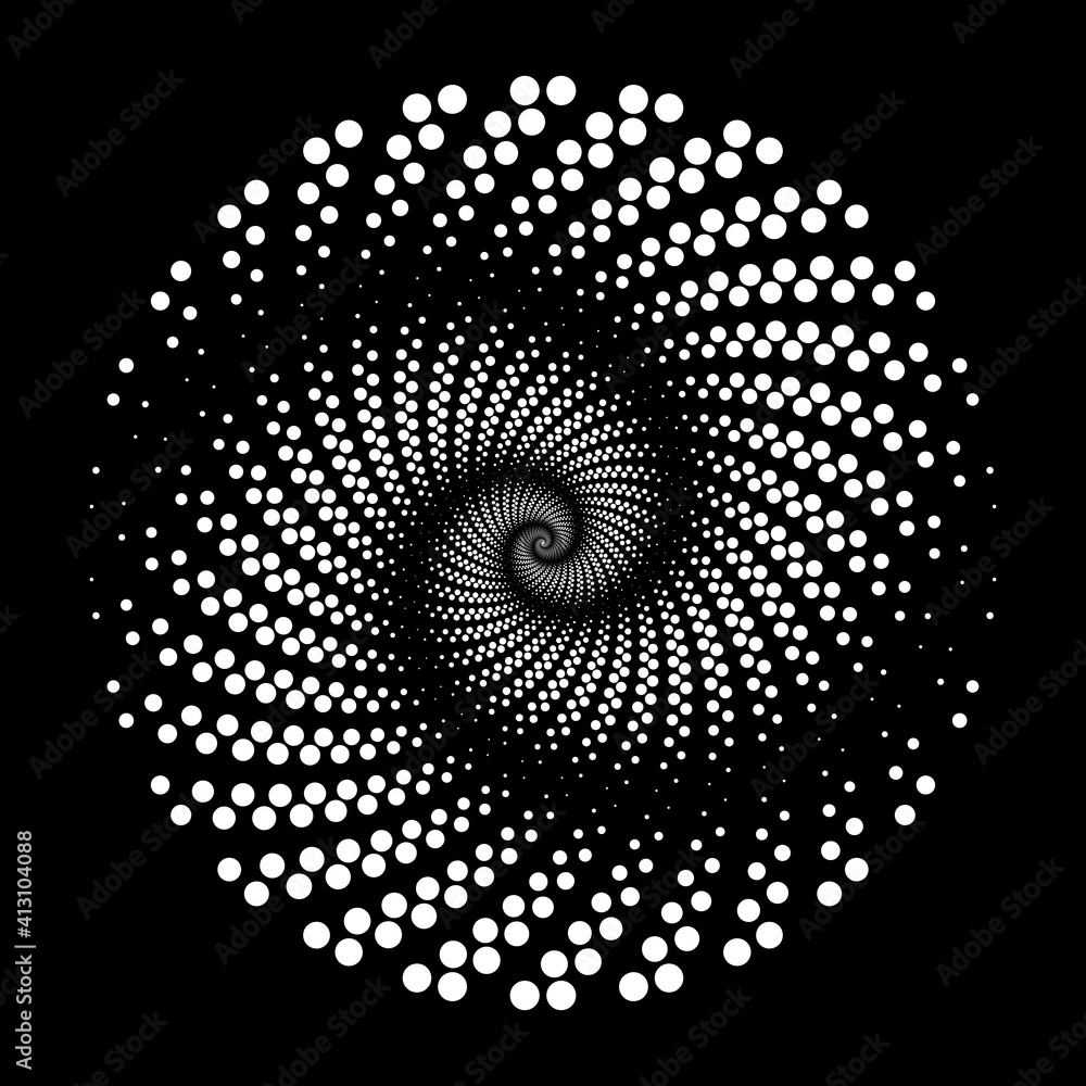 Wall mural white vector halftone dotted stripes in spiral form. vector illustration. design element for technol