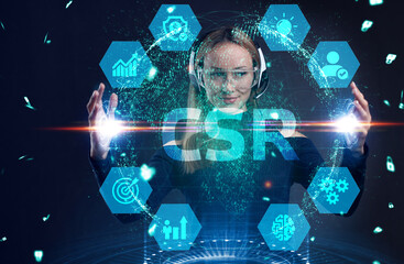 CSR abbreviation, modern technology concept. Business, Technology, Internet and network concept