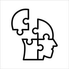 Simple Head Puzzle Mind Design For Education Industry. idea concept vector icon on white background. color editable