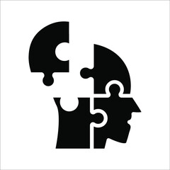 Simple Head Puzzle Mind Design For Education Industry. idea concept vector icon on white background. color editable