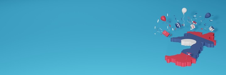 Map of Laos combined with flags for social media and website background covers, addition
Balloons, gift boxes and bags to celebrate National Shopping Day and National Independence Day in 3d rendering