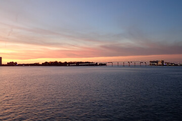 Cityscape of Clearwater Florida at sunset