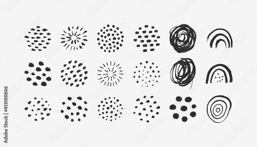 Wall mural abstract graphic elements in minimal trendy style. vector set of hand drawn texture for creating pat