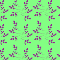 Obraz na płótnie Canvas Vector pattern purple leaves on a light green background