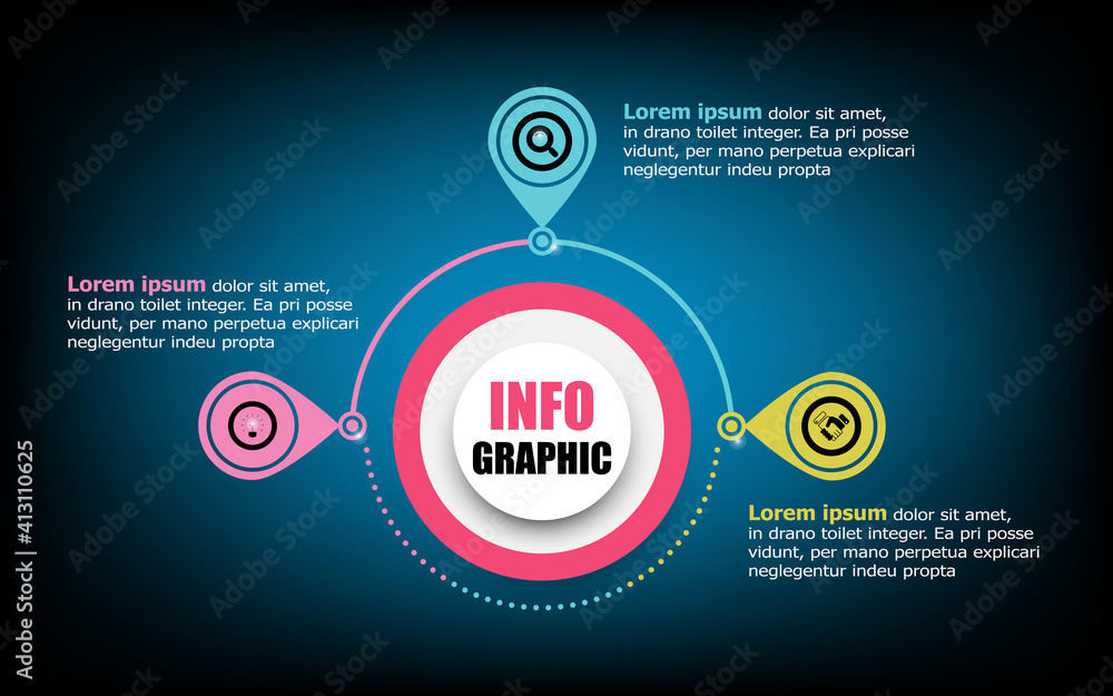 Poster timeline circle info elements and numbers. business concept with 3 steps. presentation business info
