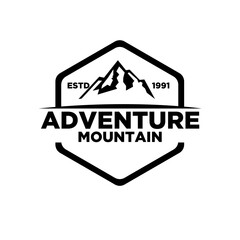 Mountain adventure outdoor badge logo icon design