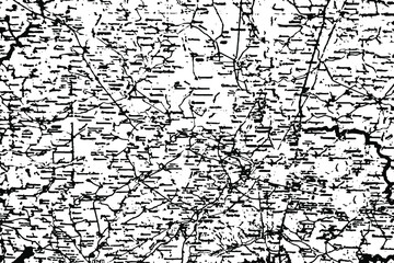 Fototapeta premium Grunge texture, abstract monochrome map background. Vector illustration. Overlay Template