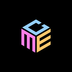 Hexagon logo. CME letter vector design