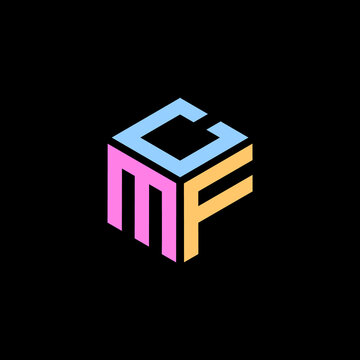 Hexagon logo. CMF letter vector design