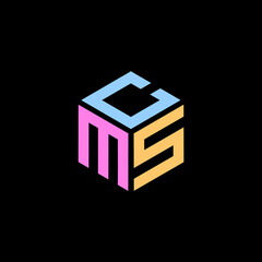 Hexagon logo. CMS letter vector design