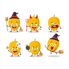 Halloween expression emoticons with cartoon character of canistel