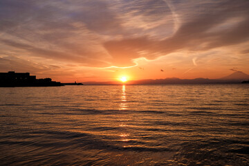 神奈川県逗子海岸の夕焼け