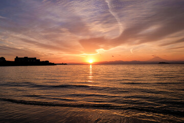 Fototapeta premium 神奈川県逗子海岸の夕焼け