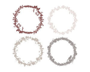Obraz premium アースカラーの草木リースフレーム Earth-colored vegetation wreath frame