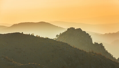 Autumn landscape, with beautiful lights and colors in the mountains