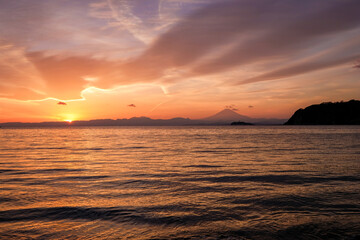 神奈川県逗子海岸の夕焼け