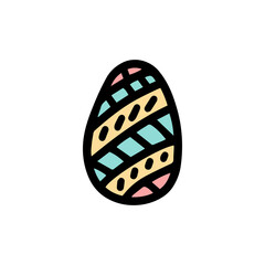  Easter decorated egg. Hand-drawn vector illustration in the doodle style. Egg a sketch. Design for Easter