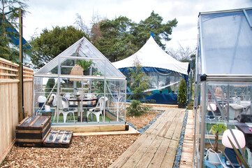Image of cozy green house cafe.   West Vancouver BC Canada
