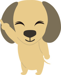 指をさす可愛いミニチュアダックスフンドのキャラクター