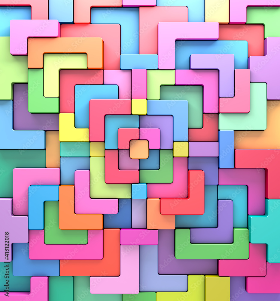 Poster 3d rendering pattern background of multi-colored rounded shapes