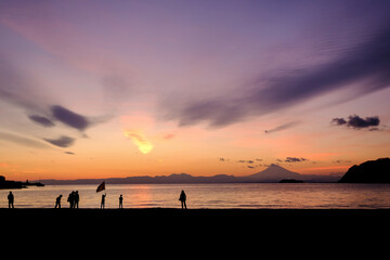 神奈川県逗子海岸の夕焼け
