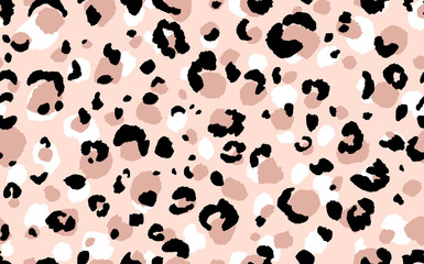 Abstract modern leopard seamless pattern. Animals trendy background. Beige and black decorative vector stock illustration for print, card, postcard, fabric, textile. Modern ornament of stylized skin.