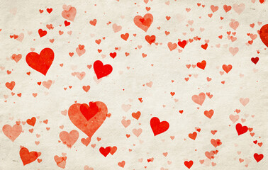 hearts on old paper texture