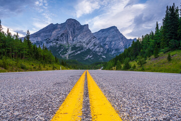 Road in Kananaskis Country in the Canadian Rocky Mountains, Alberta, Canada