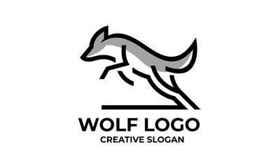 Wolf Minimalist Line Creative Logo Design