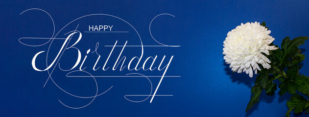 postcard , Internet banner , flat lay with a birthday greeting, with the inscription - happy...