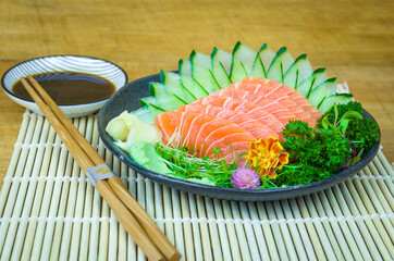 Traditional Japanese cuisine, premium sashimi decorated in elegant surroundings.