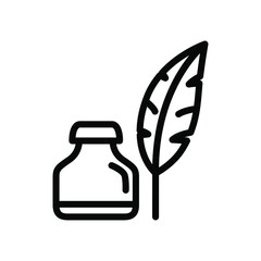 Feather pen icon vector graphic illustration