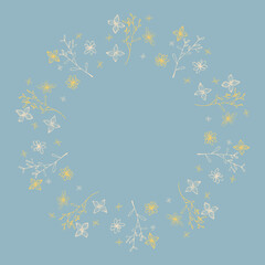 Blue plant natural line art frame