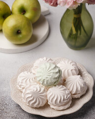 Marshmallows. Chocolate-covered marshmallows. Delicious marshmallows for tea or coffee