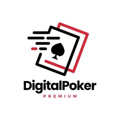 digital poker card fast quick dash tech logo vector icon illustration
