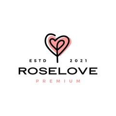 rose flower love heart valentine logo vector icon illustration