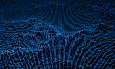Fototapeta na wymiar 3D rendering blue topographic wireframe