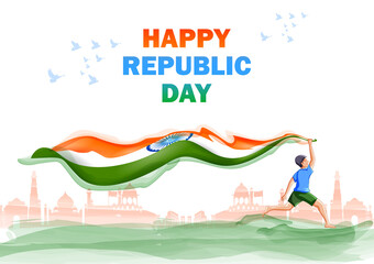 vector illustration of Happy Republic Day of India tricolor Sale and Promotion background for 26 January advertisement - 413131858