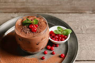 Sweet chocolate dessert on table