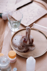 Chemical reaction between potassium permanganate and hydrogen peroxide