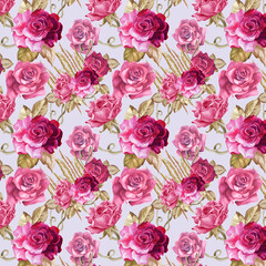 pattern with roses.watercolor flowers