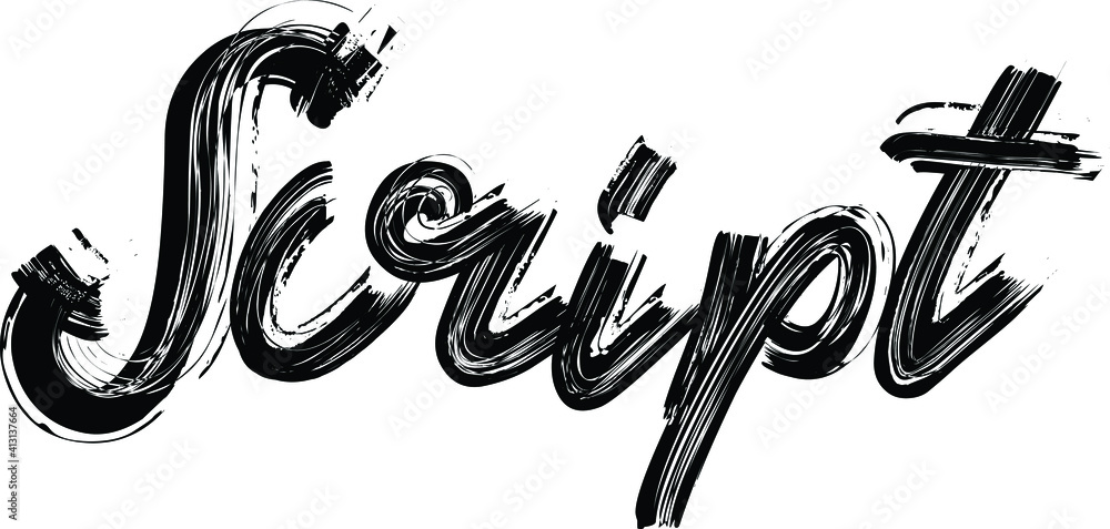 Poster script brush hand written font drawn phrase black text decorative typography script letter on the wh