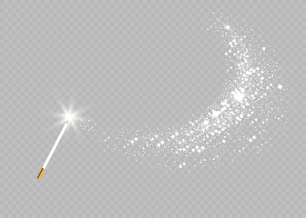 Magic wand with a stars on transparent background. - obrazy, fototapety, plakaty