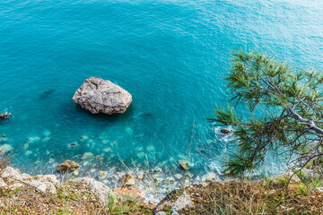 seascape on the Mediterranean coast in Antalya near Beldibi, Turkey